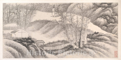Art Print : Gong Xian - Landscapes of The Twelve Months - China : Vintage Wall Art