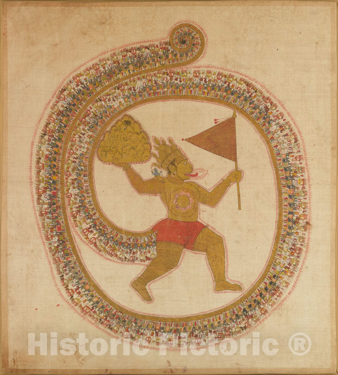Art Print : Hanuman Bearing the Mountaintop with Medicinal Herbs : Vintage Wall Art