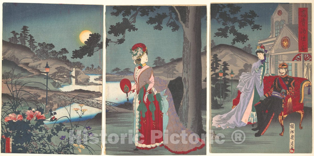 Art Print : Y?sh? (Hashimoto) Chikanobu - Nobility in The Evening Cool - Japan : Vintage Wall Art