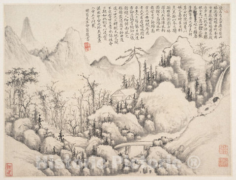 Art Print : Shi Lin - Mountain Retreat - China : Vintage Wall Art