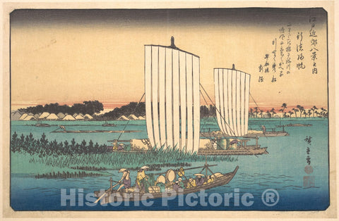 Art Print : Utagawa Hiroshige - Boats Returning to Gyotoku - Japan v.1 : Vintage Wall Art