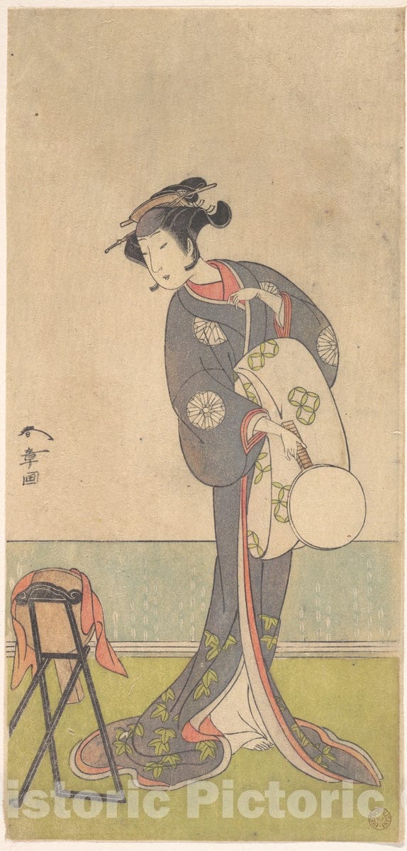 Art Print : Katsukawa Shunsh? - The First Nakamura Tomijuro as an Oiran Standing in a Room - Japan : Vintage Wall Art
