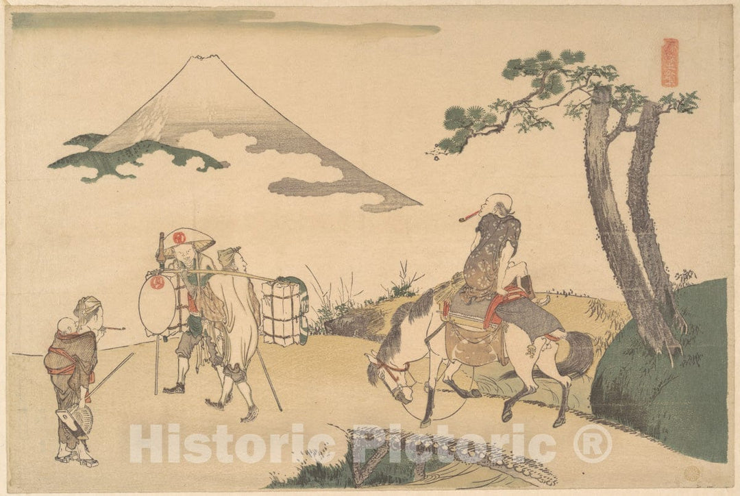 Art Print : Katsushika Hokusai - The Top of Mount Fuji - Japan : Vintage Wall Art