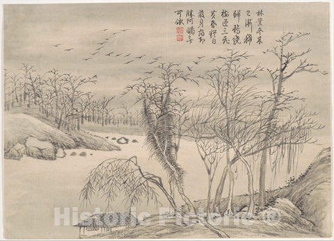 Art Print : Qian Weicheng - Winter Landscapes and Flowers - China : Vintage Wall Art
