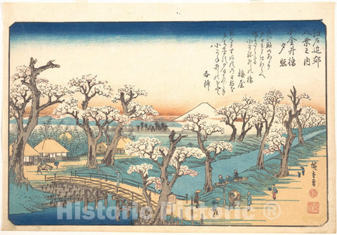 Art Print : Utagawa Hiroshige - Evening Glow at Koganei Border - Japan : Vintage Wall Art