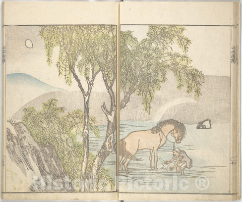 Art Print : Kawamura Bunp? - Bunp? Landscape Picture Album (Bunp? sansui gafu) - Japan : Vintage Wall Art