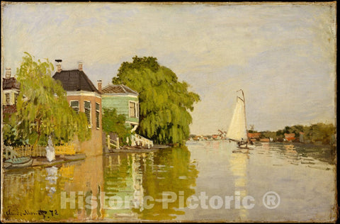 Art Print : Claude Monet - Houses on The Achterzaan : Vintage Wall Art