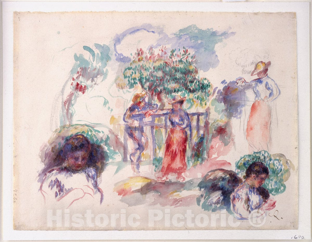 Art Print : Auguste Renoir - Figures Under a Tree : Vintage Wall Art