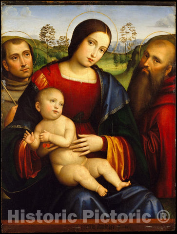 Art Print : Francesco Francia - Madonna and Child with Saints Francis and Jerome : Vintage Wall Art