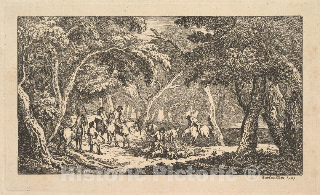 Art Print : Thomas Rowlandson - Fox Hunting – A Landscape Scene : Vintage Wall Art