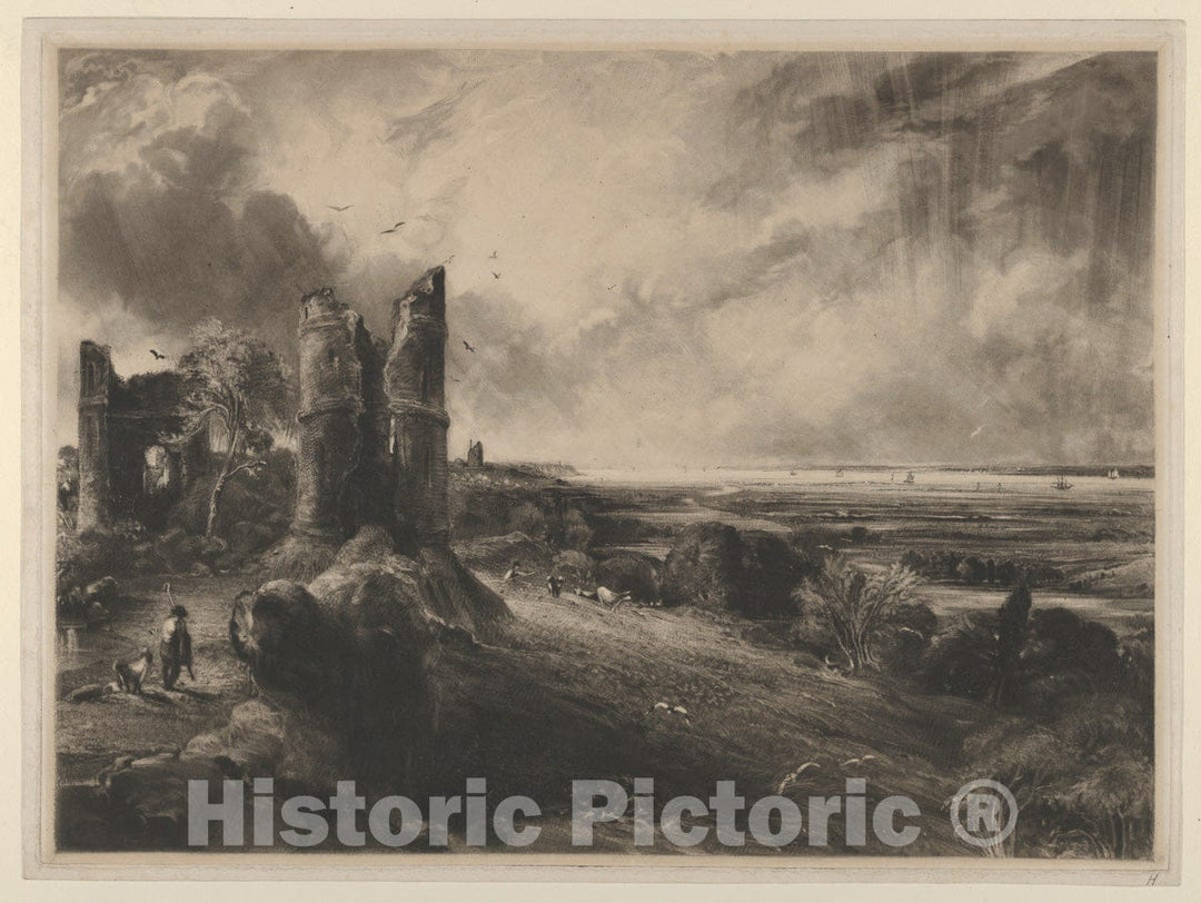 Art Print : David Lucas - Hadleigh Castle: Large Plate 2 : Vintage Wall Art