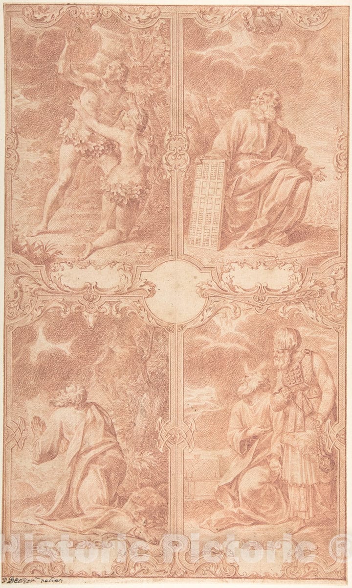 Art Print : Paul Decker The Younger - Four Scenes from The Old Testament : Vintage Wall Art