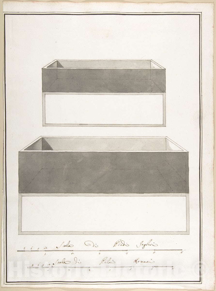 Art Print : Pietro Paolo Coccetti (Cocchetti) - Elevations and Plans of Two Boxes : Vintage Wall Art