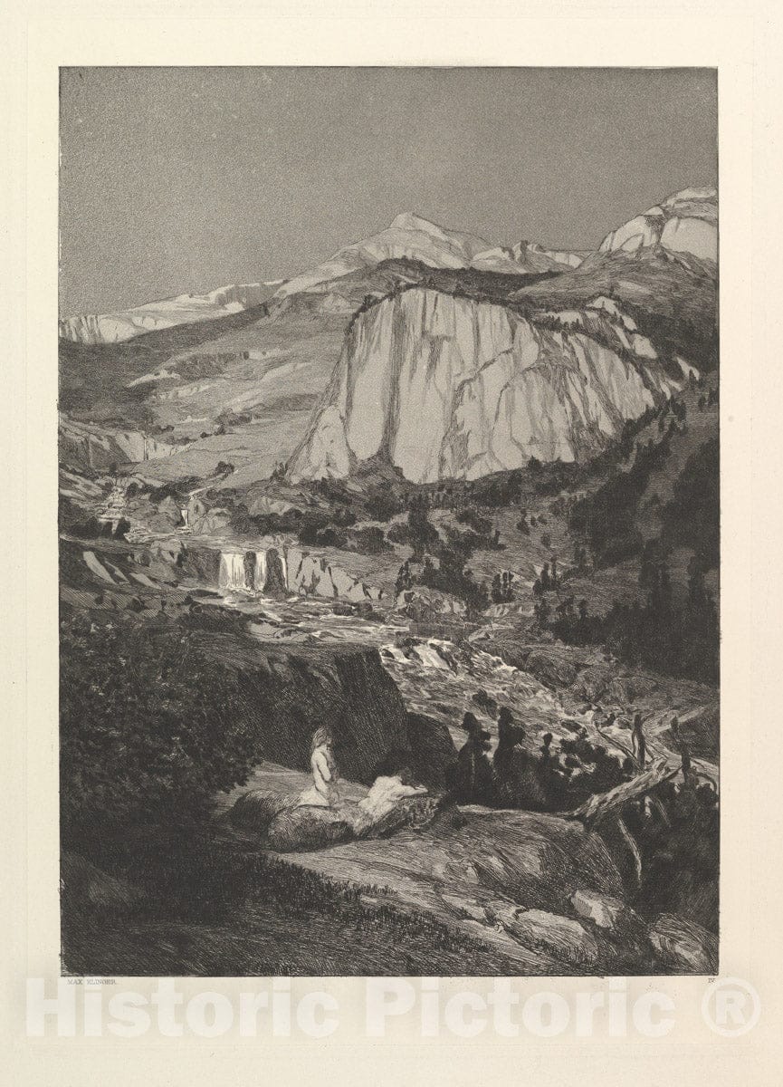 Art Print : Max Klinger - Mondnacht, from Intermezzi, Plate 4 : Vintage Wall Art