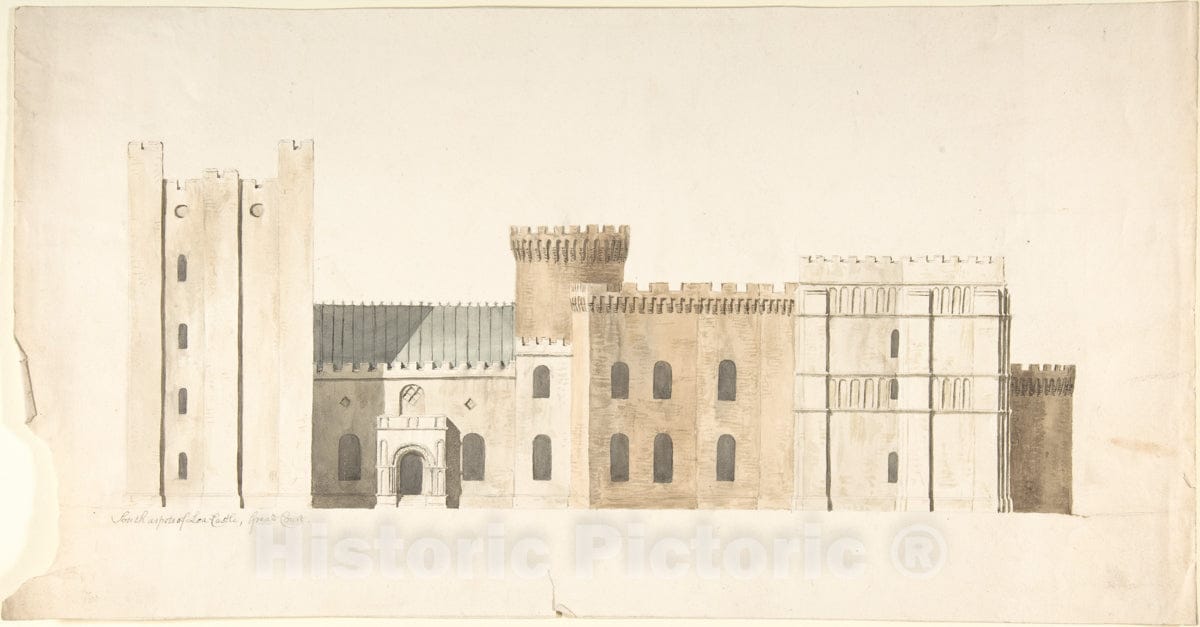 Art Print : John Carter - South Aspects of Lea Castle, Worcestershire, Great Court : Vintage Wall Art