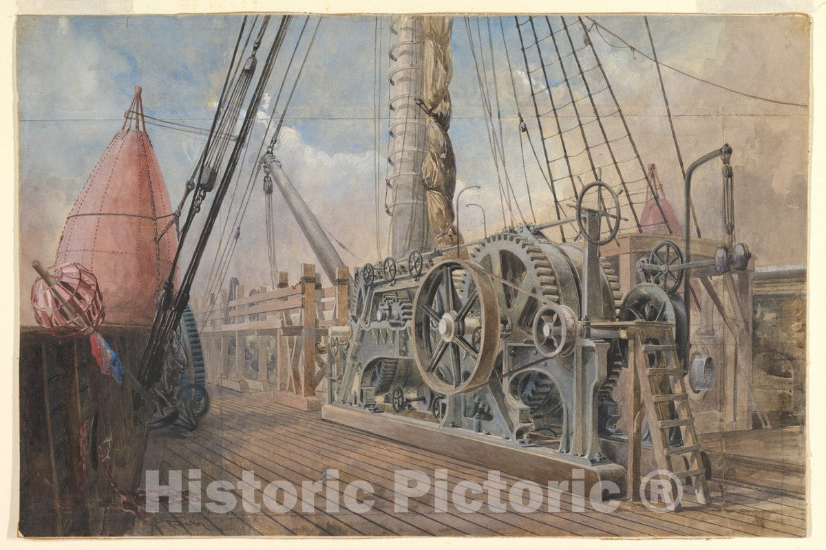 Art Print : Robert Charles Dudley - Deck of The Great Eastern, The Cable Trough, etc, 1866 : Vintage Wall Art