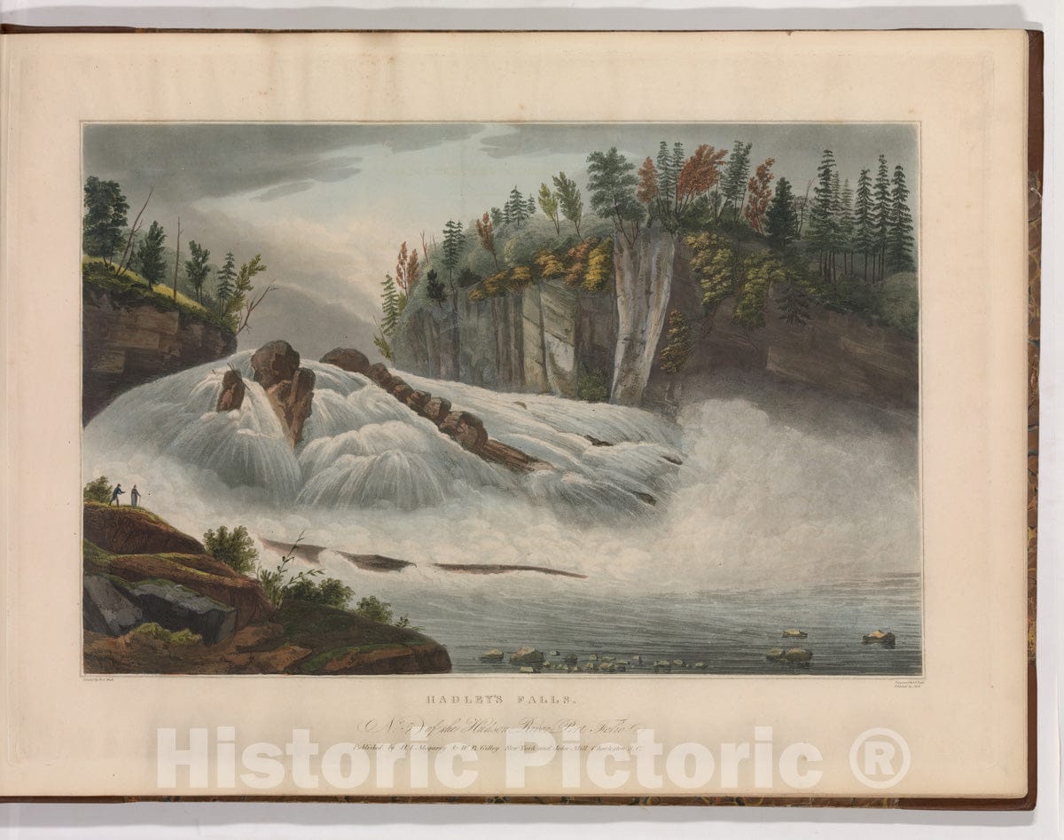 Art Print : Begun by John Rubens Smith - Hadley's Falls (No. 5 of The Hudson River Portfolio) : Vintage Wall Art
