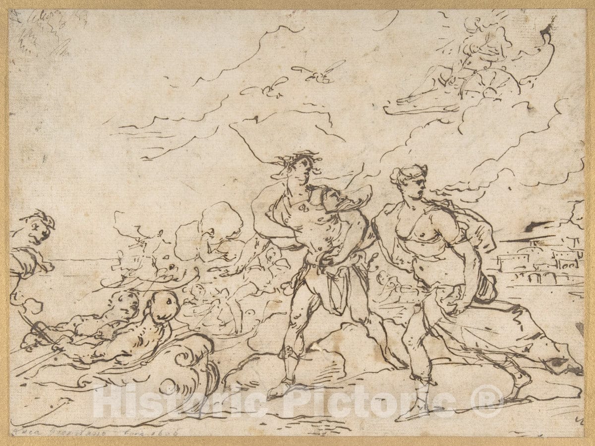 Art Print : Luca Giordano - The Abduction of Helen : Vintage Wall Art