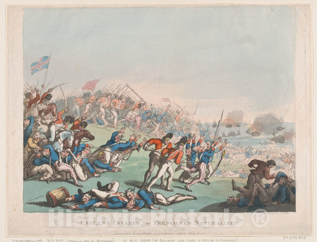 Art Print : Thomas Rowlandson - England Invaded or Frenchmen Naturalized : Vintage Wall Art