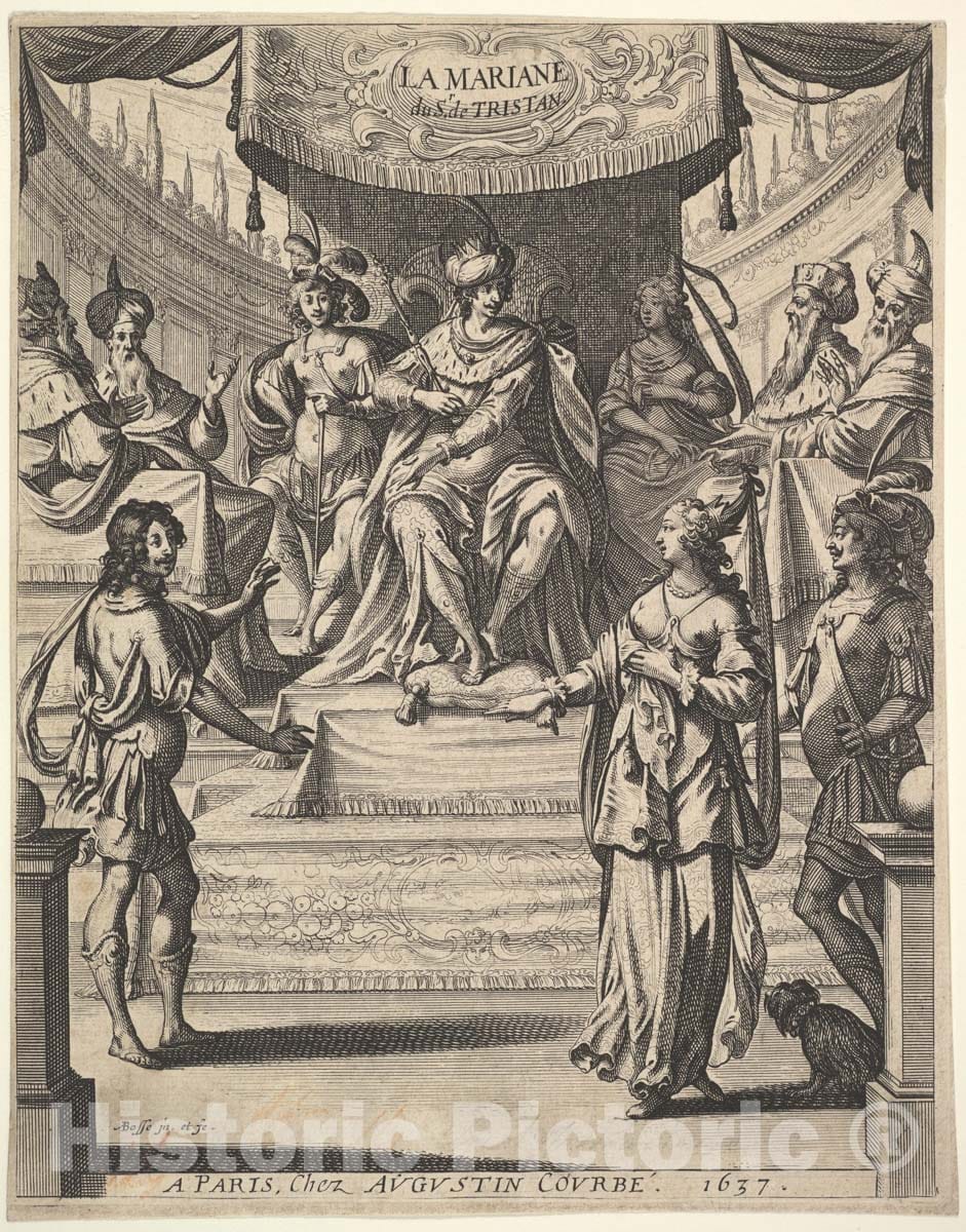 Art Print : Frontispiece for Tristan L'Hermite - Artist: Abraham Bosse - Created: 1637 : Vintage Wall Art
