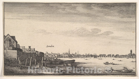 Art Print : Wenceslaus Hollar - London Viewed from The Milford Stairs : Vintage Wall Art