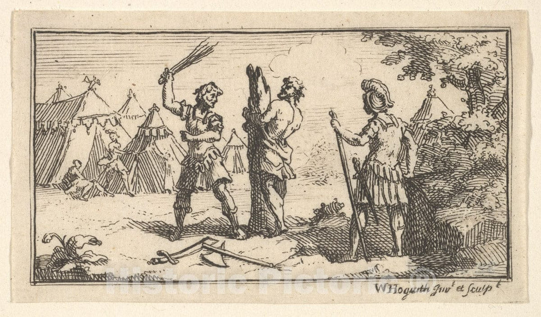 Art Print : William Hogarth - Fustigatio (John Beaver, Roman Military Punishments, 1725) : Vintage Wall Art