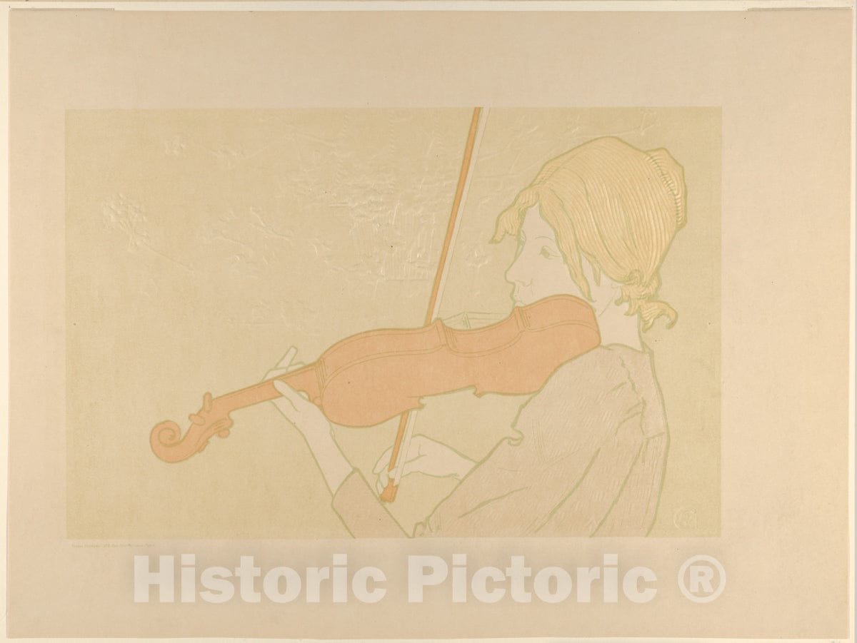Art Print : Alexandre-Louis-Marie Charpentier - Girl with a Violin (La fille au violon) : Vintage Wall Art