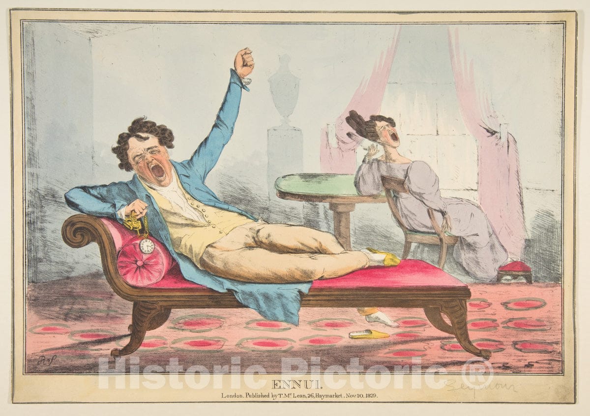 Art Print : Robert Seymour - Ennui : Vintage Wall Art