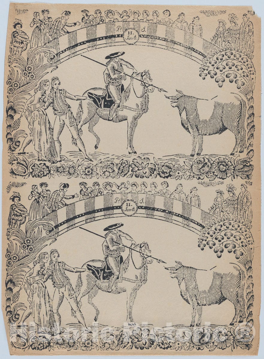 Art Print : Suerte II: Picador on Horseback About to stab a Bull with a Pique