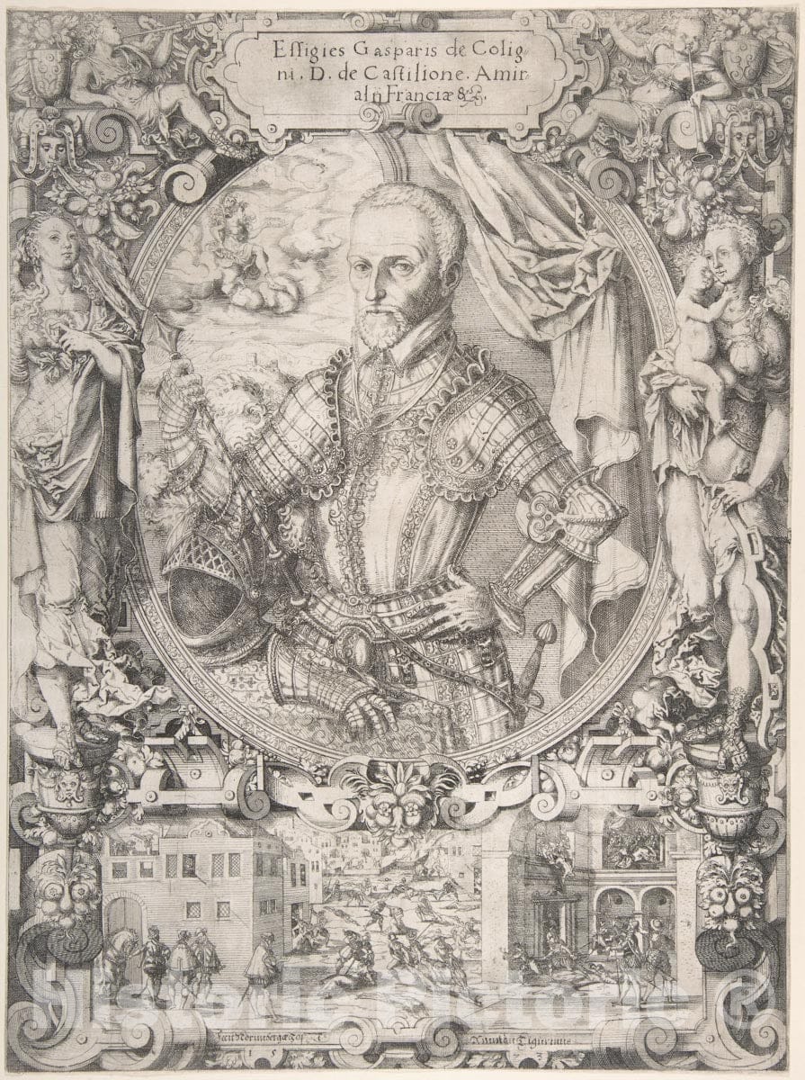 Art Print : Jost Amman - Gaspard de Coligny, Admiral of France : Vintage Wall Art