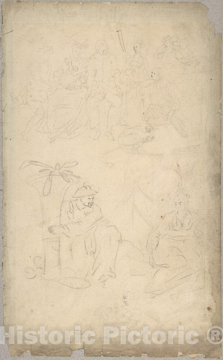 Art Print : George Bickham, Sr. - Figure Studies : Vintage Wall Art