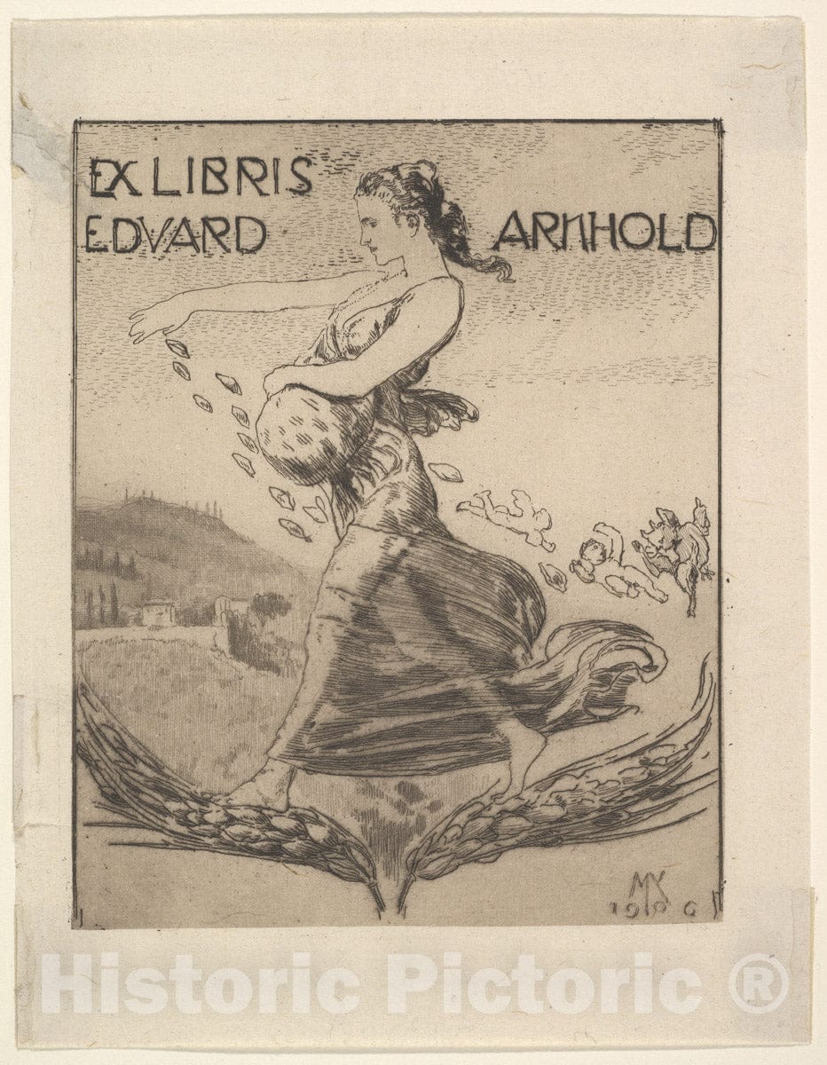 Art Print : Max Klinger - Ex Libris of Eduard Arnhold : Vintage Wall Art