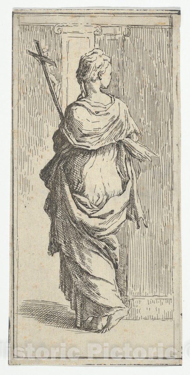 Art Print : Guido Reni - Girl Carrying a Crucifix and Stepping Toward a Pilaster, seen from Behind 4 : Vintage Wall Art