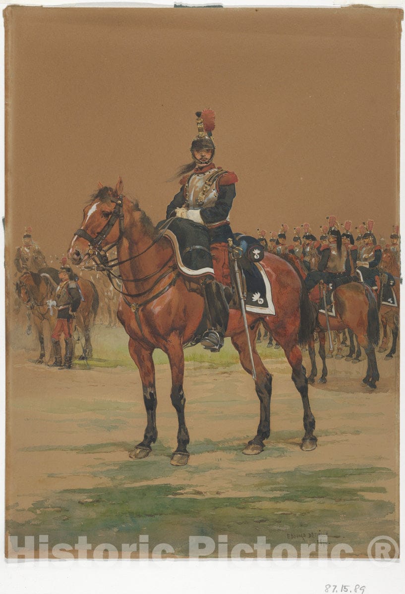 Art Print : Édouard Detaille - French Cuirassier : Vintage Wall Art