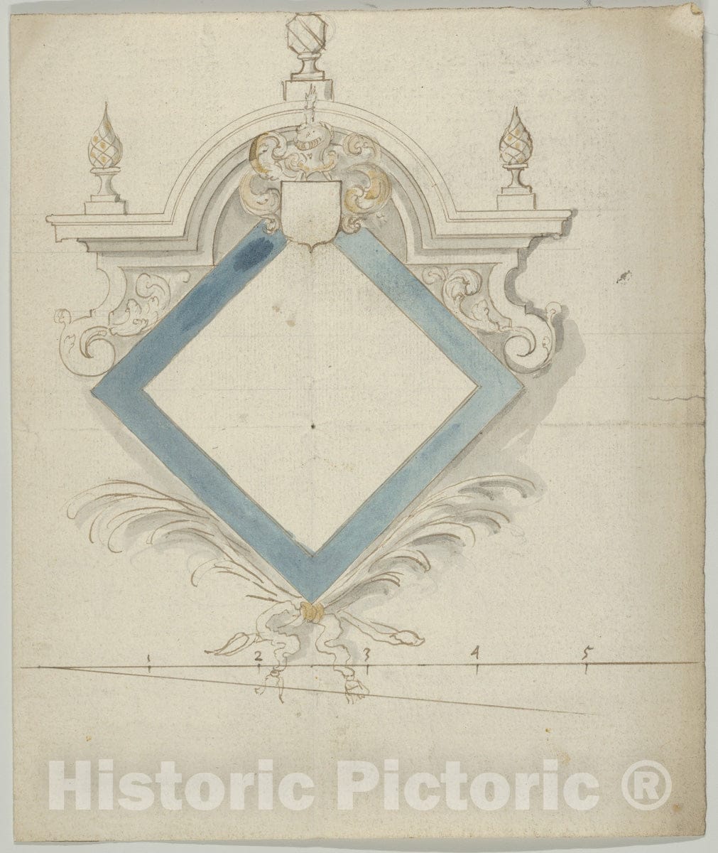 Art Print : Flemish - Epitaph with Lozenge-Shaped Panel : Vintage Wall Art