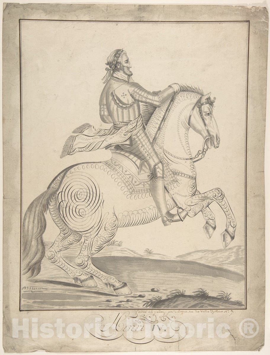 Art Print : Auvrest - Equestrian Portrait of Henry IV : Vintage Wall Art