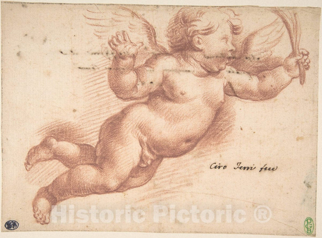 Art Print : Ciro Ferri - Flying Putto : Vintage Wall Art