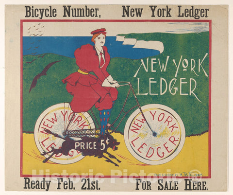 Art Print : Henry Brevoort Eddy - New York Ledger: Bicycle Number : Vintage Wall Art