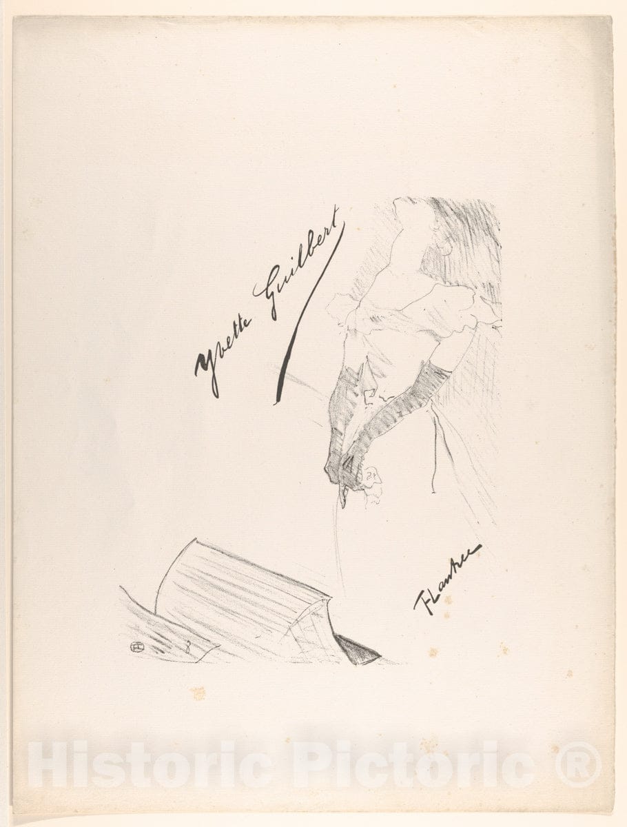 Art Print : Henri de Toulouse-Lautrec - Frontispiece - Yvette Guilbert Before The Prompter's Box : Vintage Wall Art