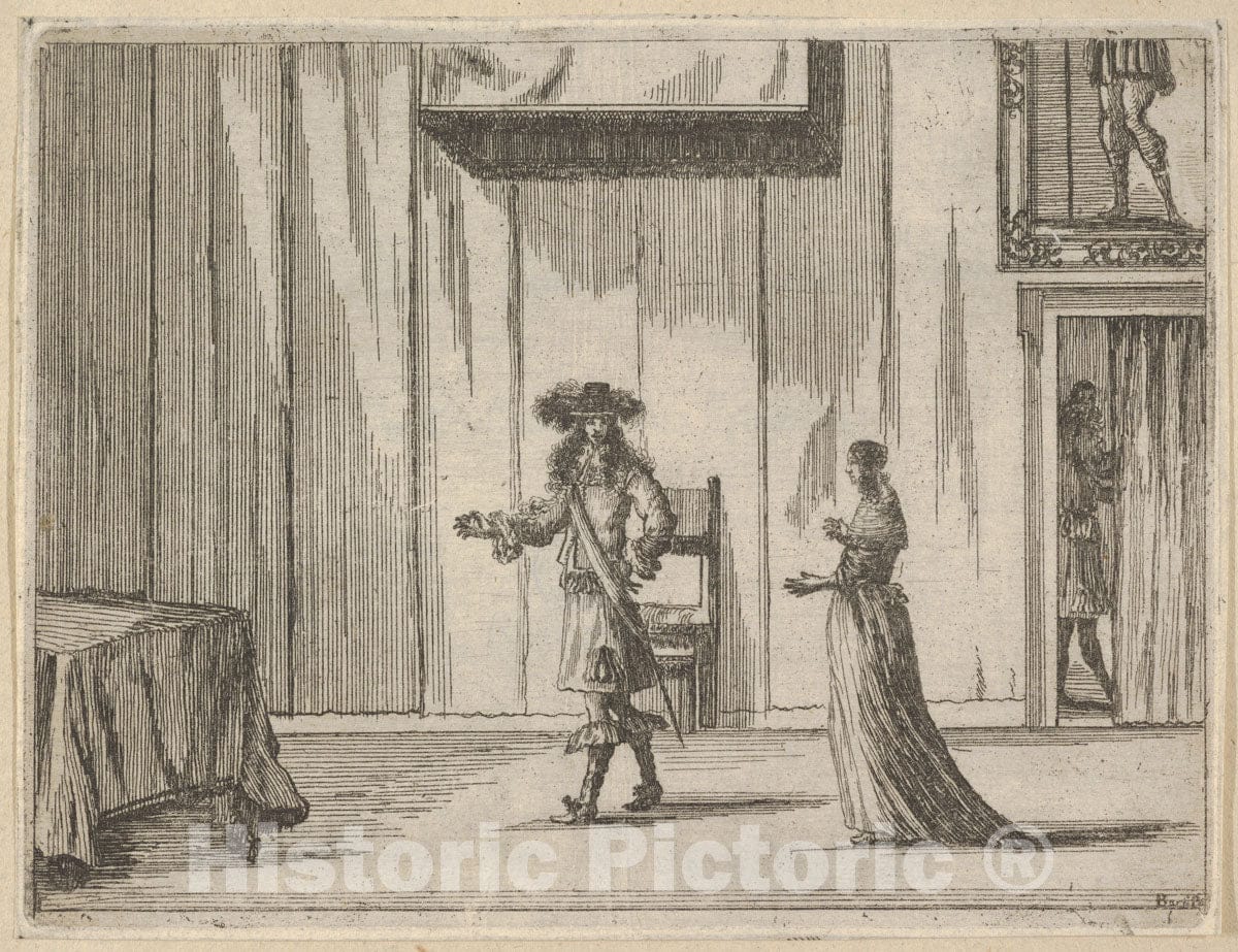 Art Print : Francesco I d'Este Speaks About his Victories with an Honest Comportment - Artist: Bartolomeo Fenice (Fenis) - Created: 1659 : Vintage Wall Art