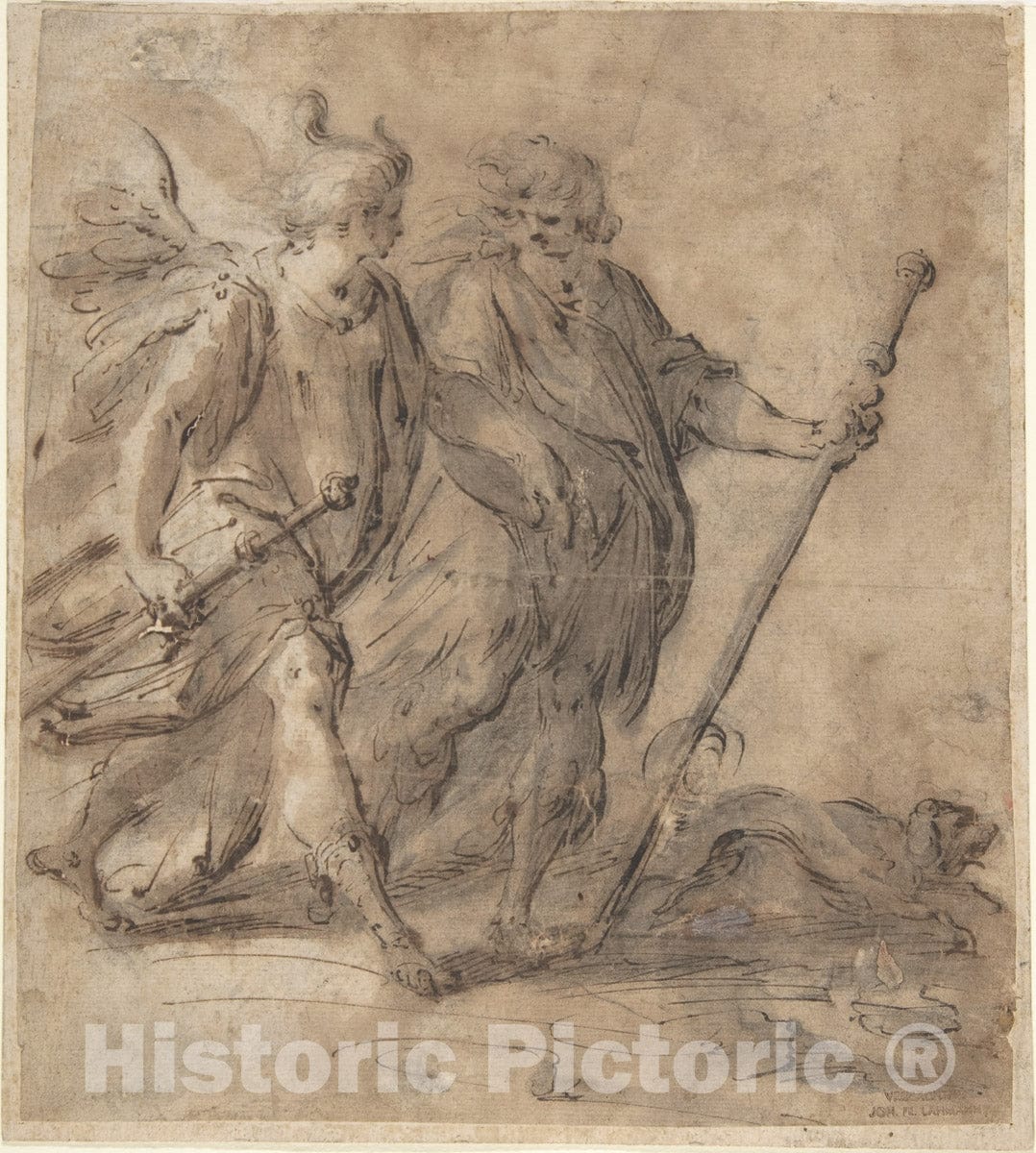 Art Print : Hans von Aachen - Tobias and The Angel : Vintage Wall Art