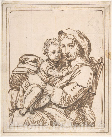 Art Print : Italian, Roman-Bolognese, 17th Century - Madonna and Child 2 : Vintage Wall Art