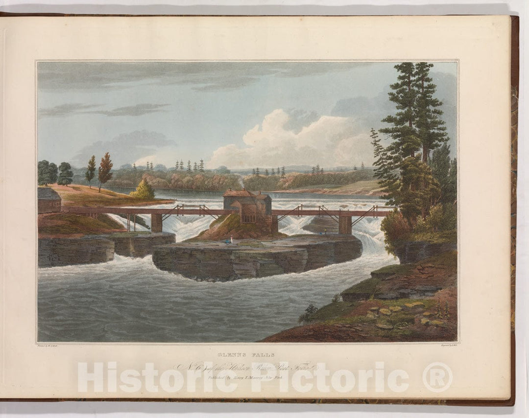 Art Print : John Hill - Glenns Falls (No. 6 of The Hudson River Portfolio) : Vintage Wall Art
