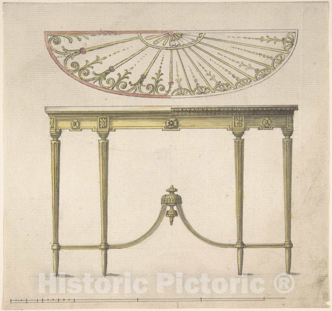 Art Print : Style of Robert Adam - Design for a Table : Vintage Wall Art