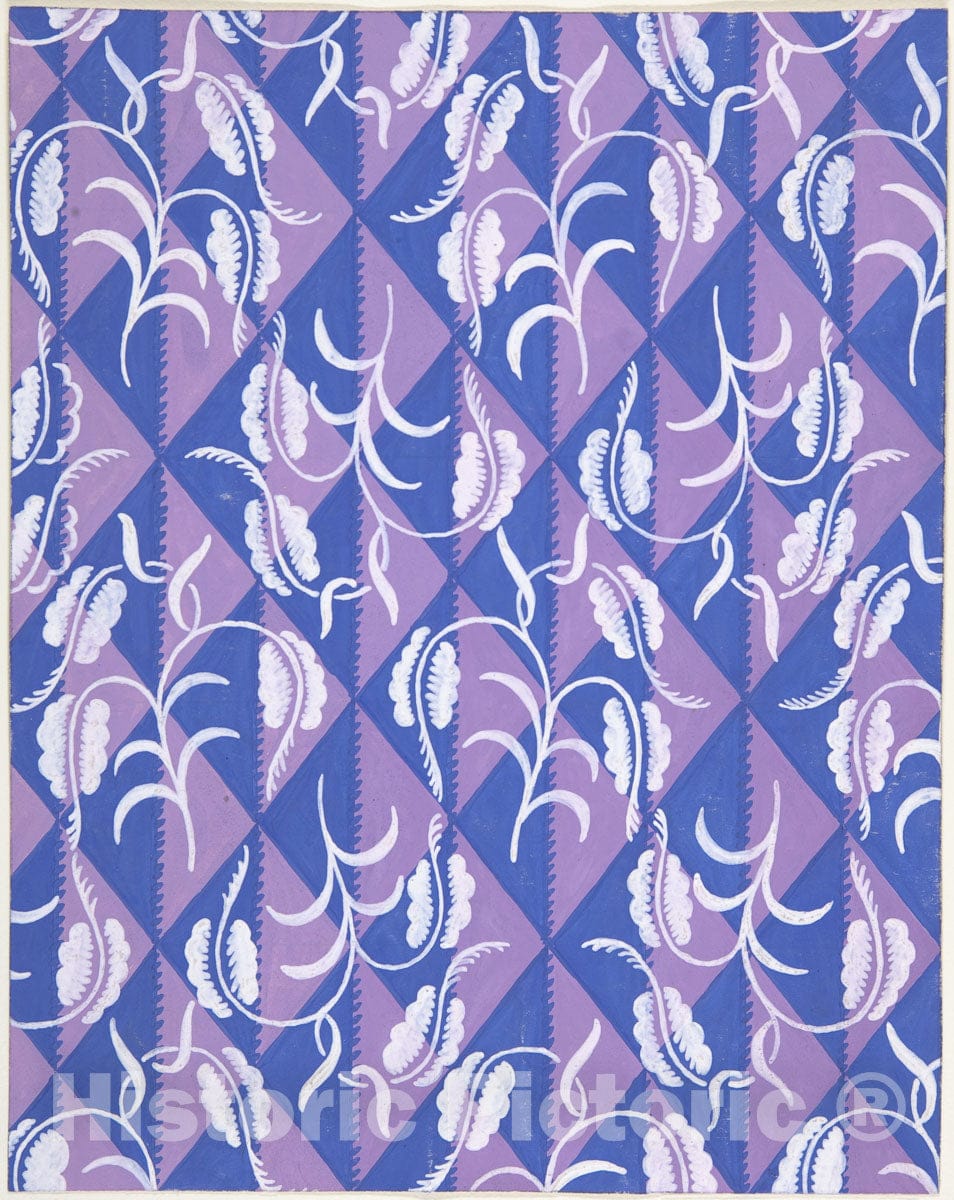 Art Print : Paul Poiret - Fabric Design with Diamond Pattern : Vintage Wall Art