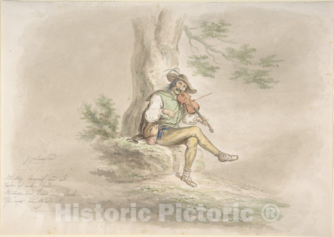 Art Print : Monogrammist CG - Gypsy Fiddler : Vintage Wall Art