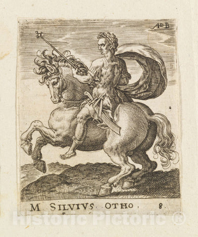 Art Print : Abraham de Bruyn - M. Silvius Otho from Twelve Caesars on Horseback : Vintage Wall Art