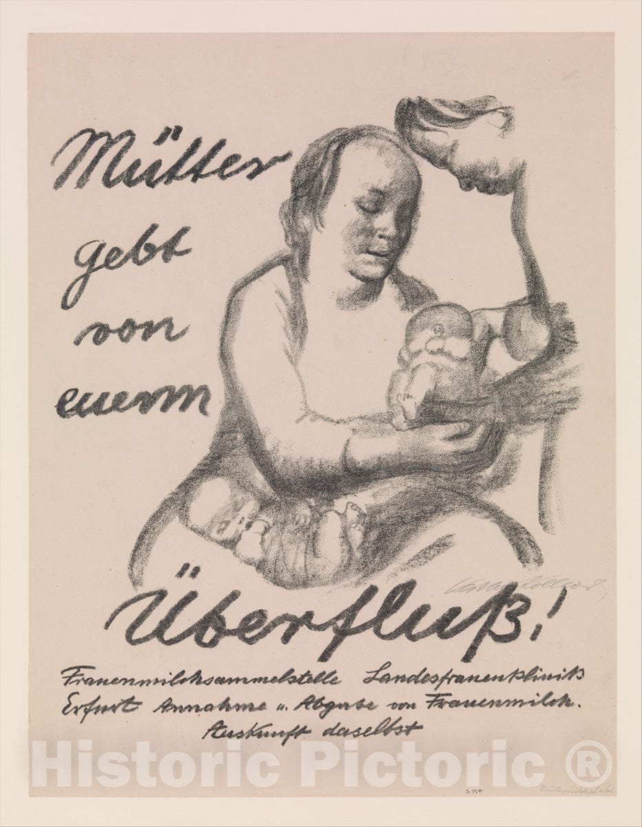 Art Print : Käthe Kollwitz - Mothers, Give from Your Abundance (Mütter gebt von eurem Überfluss) : Vintage Wall Art