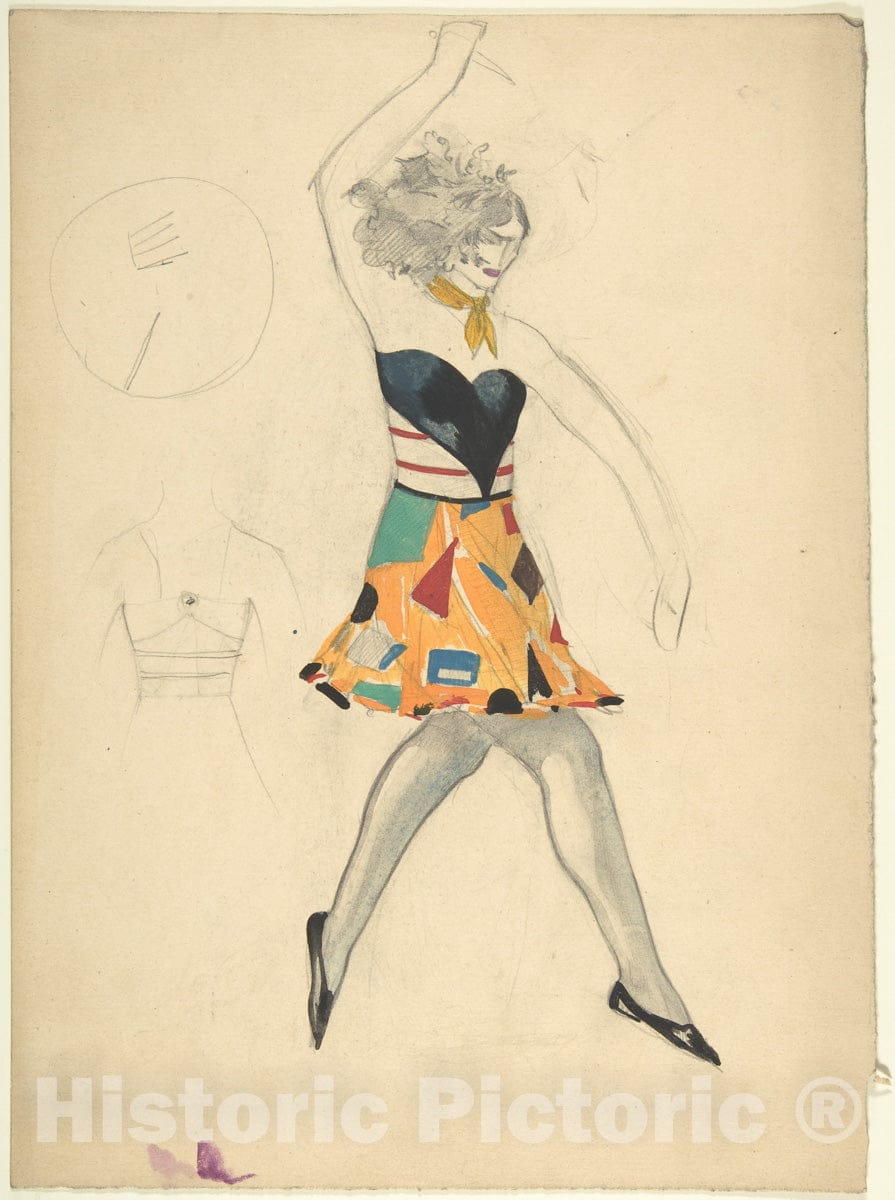 Art Print : Sergey Chekhonin - Female Dancer in Cubist Costume Holding a Knife : Vintage Wall Art