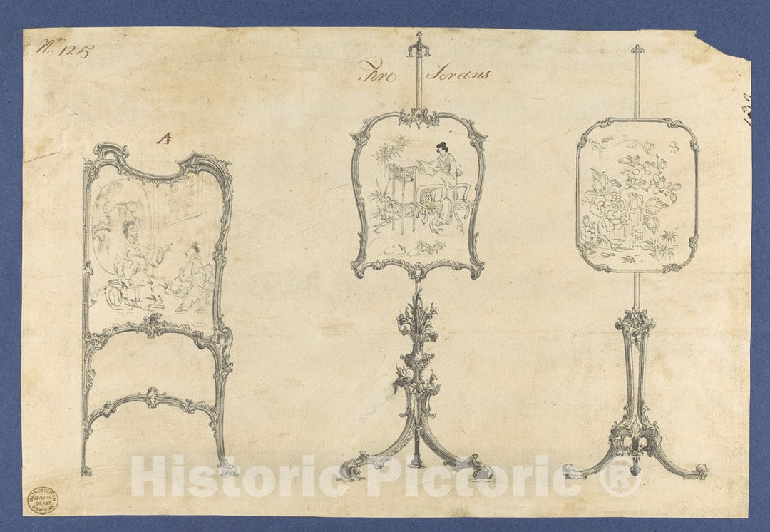 Art Print : Thomas Chippendale - Fire Screens, in Chippendale Drawings, Vol. I 1 : Vintage Wall Art